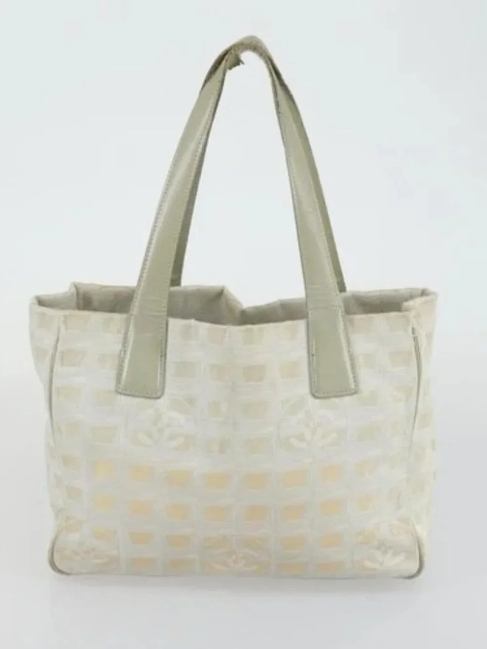 CHANEL New Travel line Tote Bag Nylon 2 Set Blue Beige CC Auth BA8965